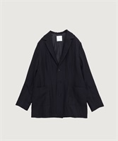 【予約販売】フィラメントヴィスコースリネンツイル ロングテーラードジャケット(クロ-F)