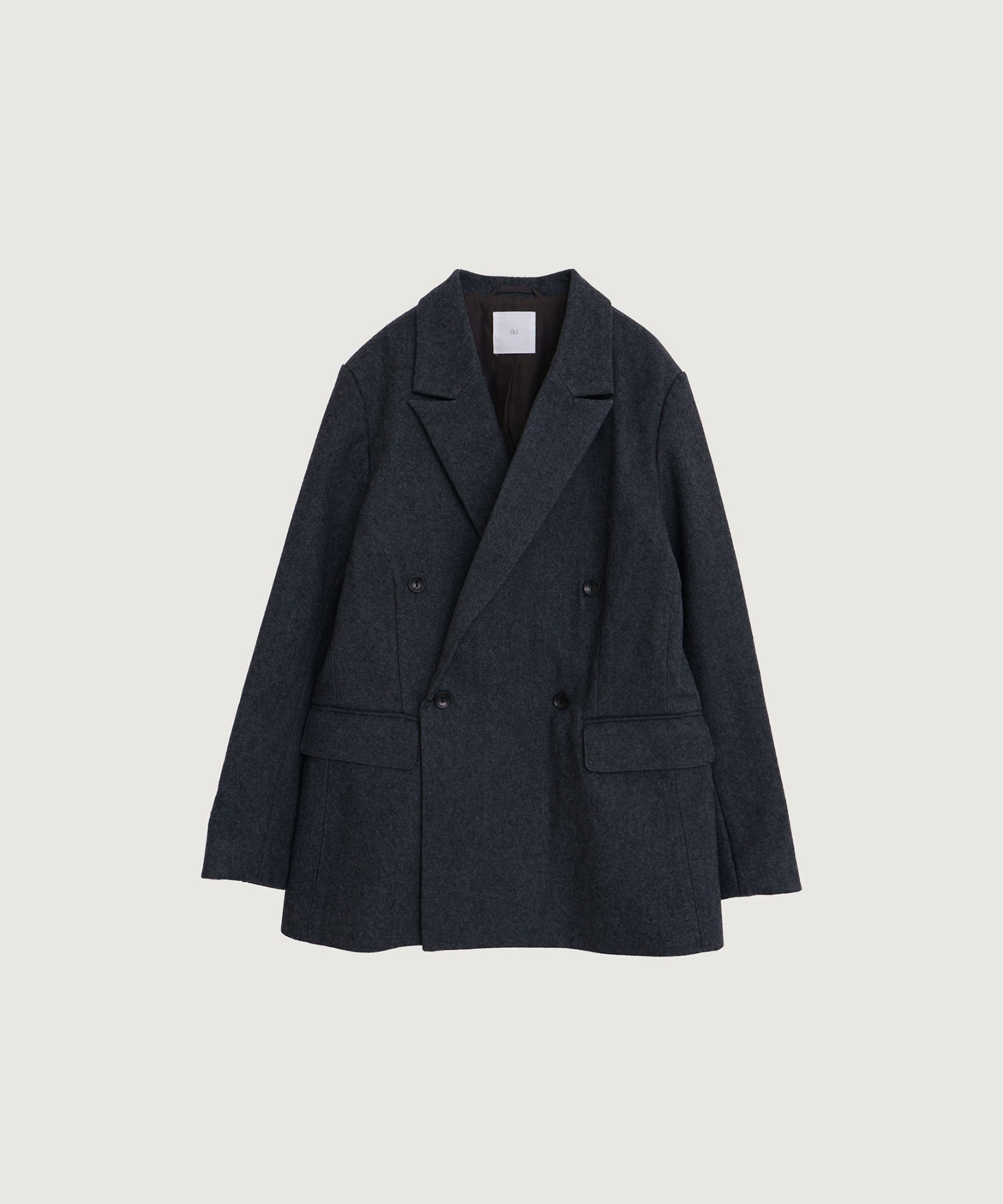 強縮ウール ダブルテーラード ジャケット(チャコール-F)