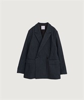 強縮ウール ダブルテーラード ジャケット(チャコール-F)