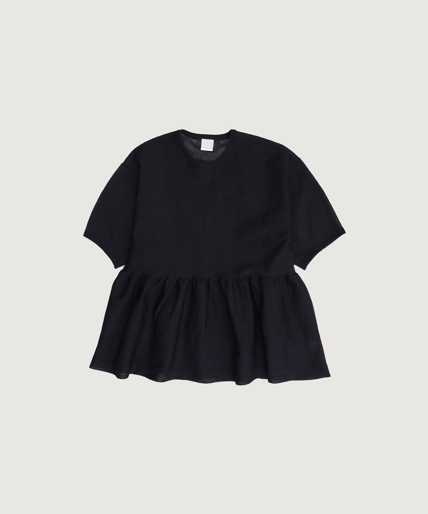 【予約販売】レーヨンポリハード天竺 ペプラム プルオーバー(クロ-F)