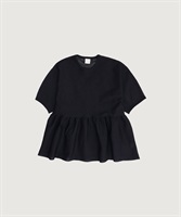 【予約販売】レーヨンポリハード天竺 ペプラム プルオーバー(クロ-F)