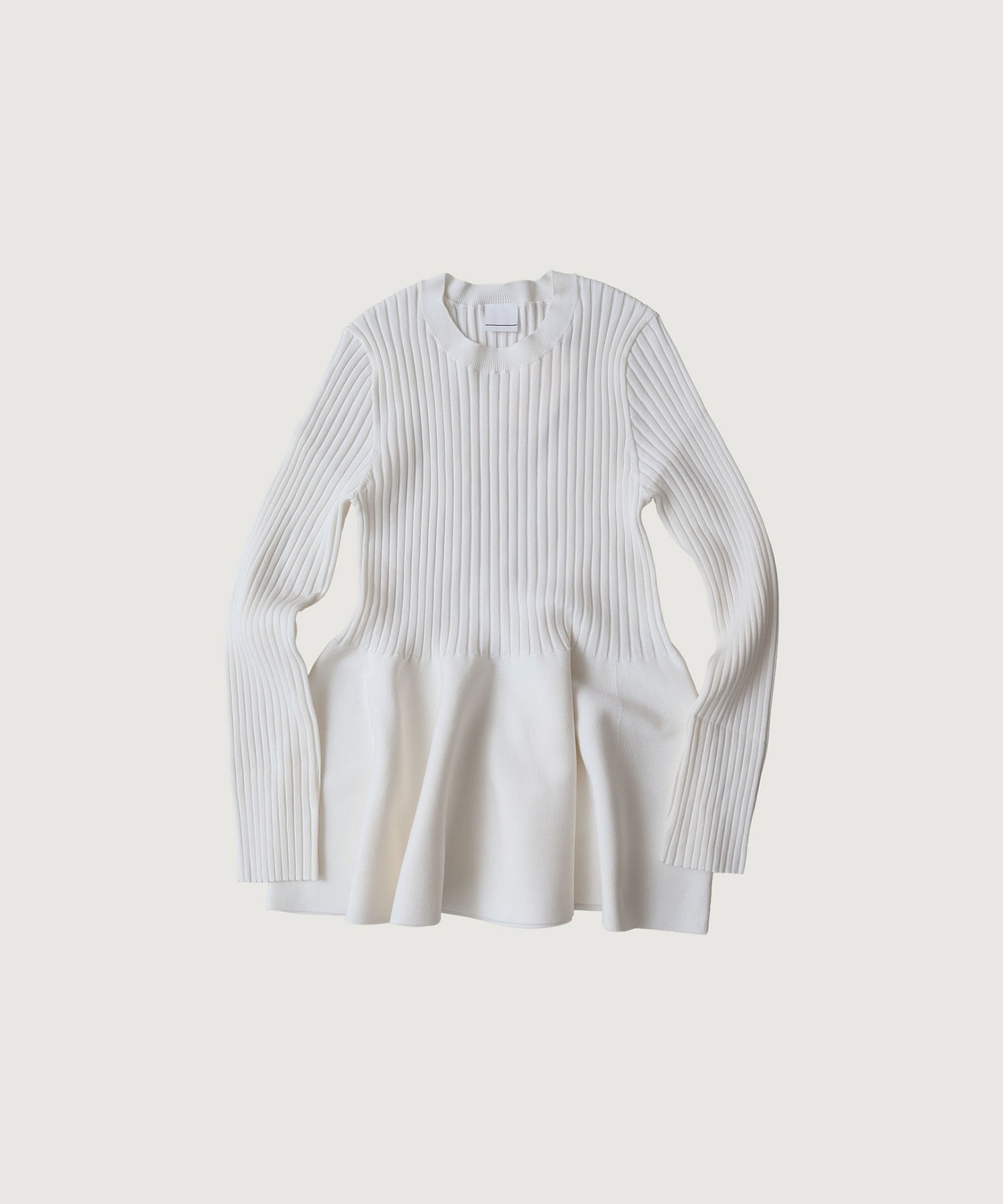 ハイブリットベンベルグリブ ペプラムプルオーバー(シロ-F)