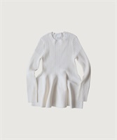 ハイブリットベンベルグリブ ペプラムプルオーバー(シロ-F)