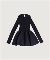 ハイブリットベンベルグリブ ペプラムプルオーバー(クロ-F)