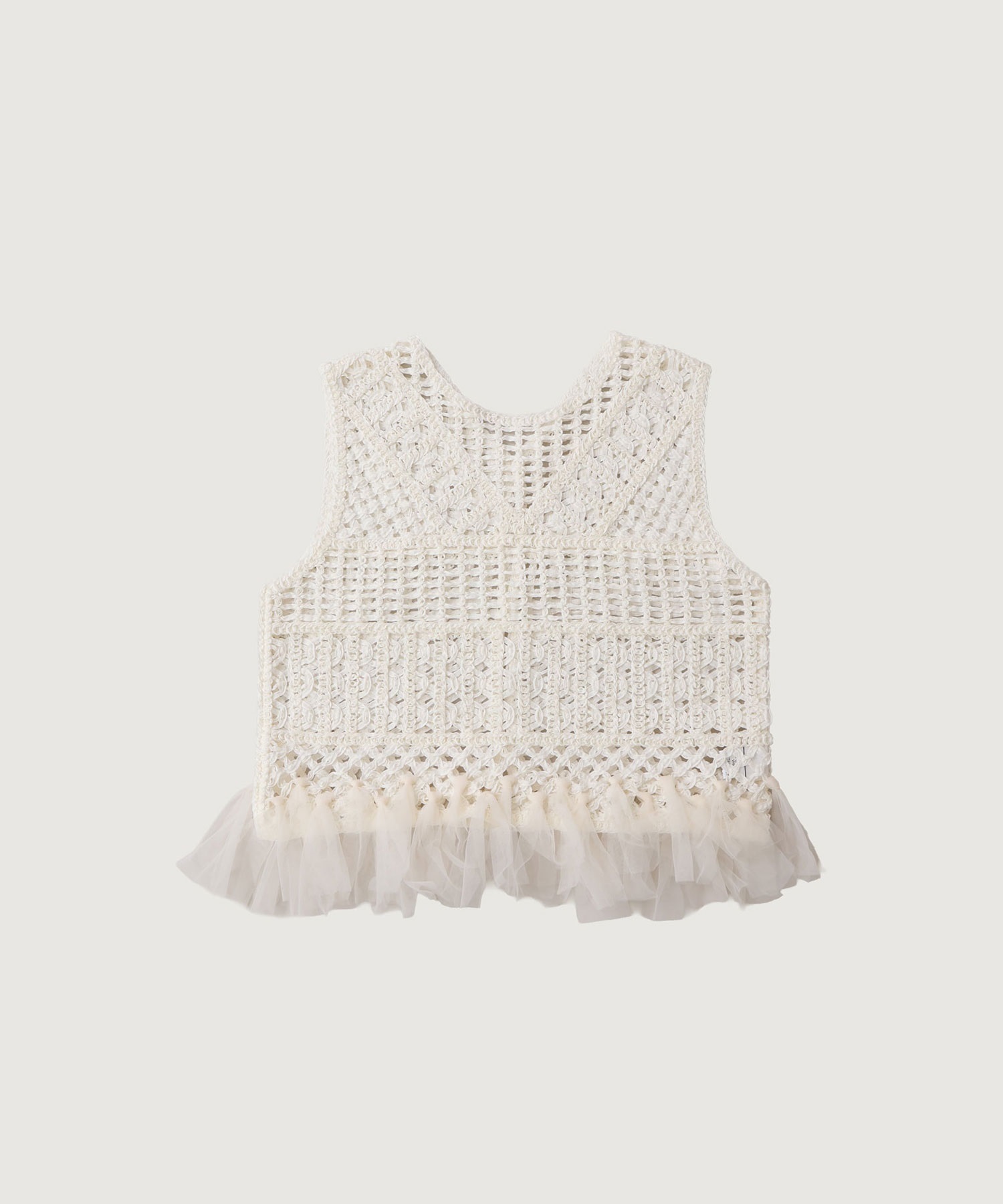 テープヤーン刺繍 チュールフリンジプルオーバー