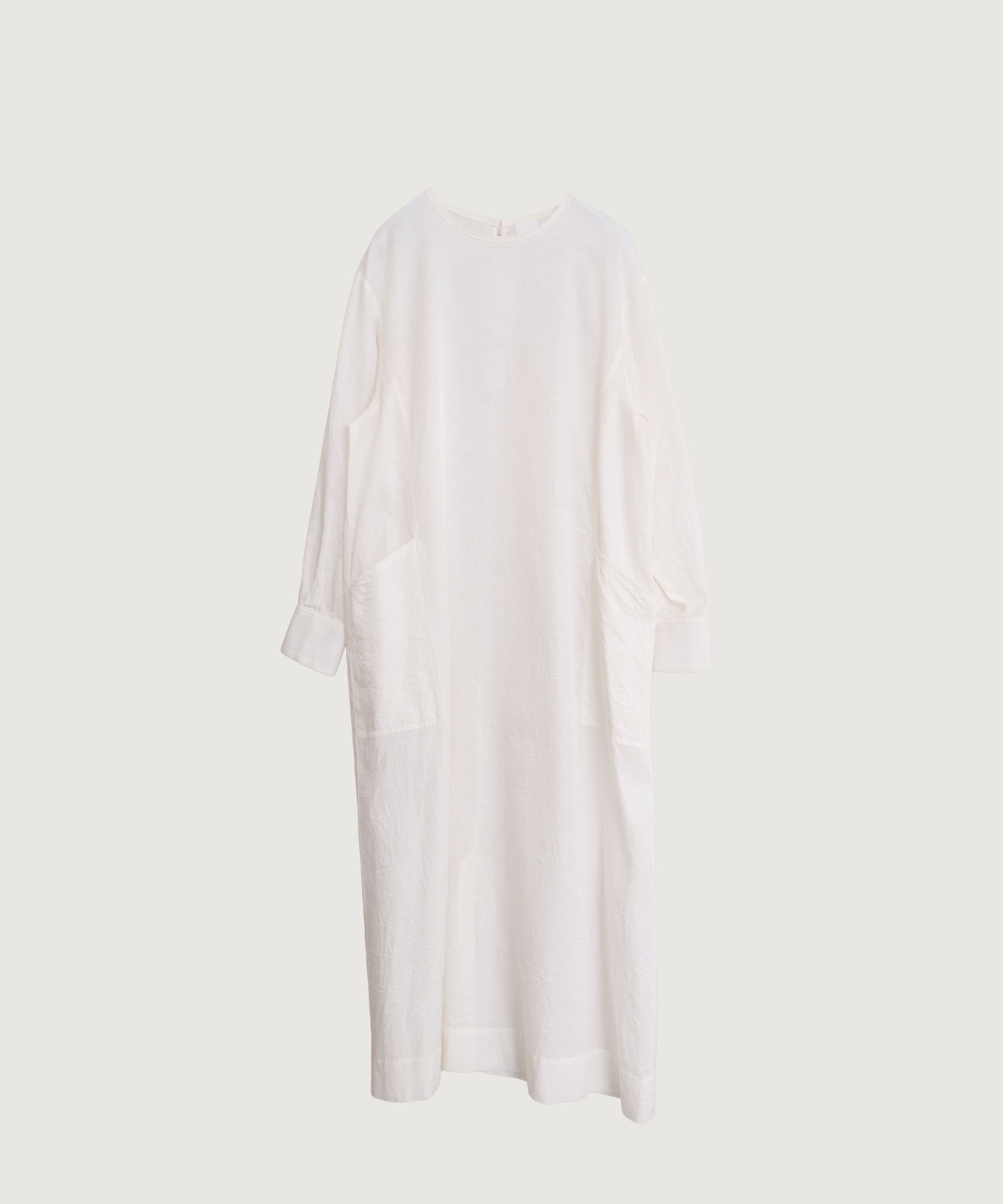 キュプラリサイクルコットンツイル Aライン長袖 ワンピース