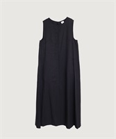 キュプラコットンツイル桐生シワ ノースリロング ワンピース(クロ-F)