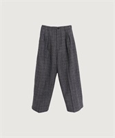 強縮ウール 2タックテーパード パンツ(グレンチェック-F)