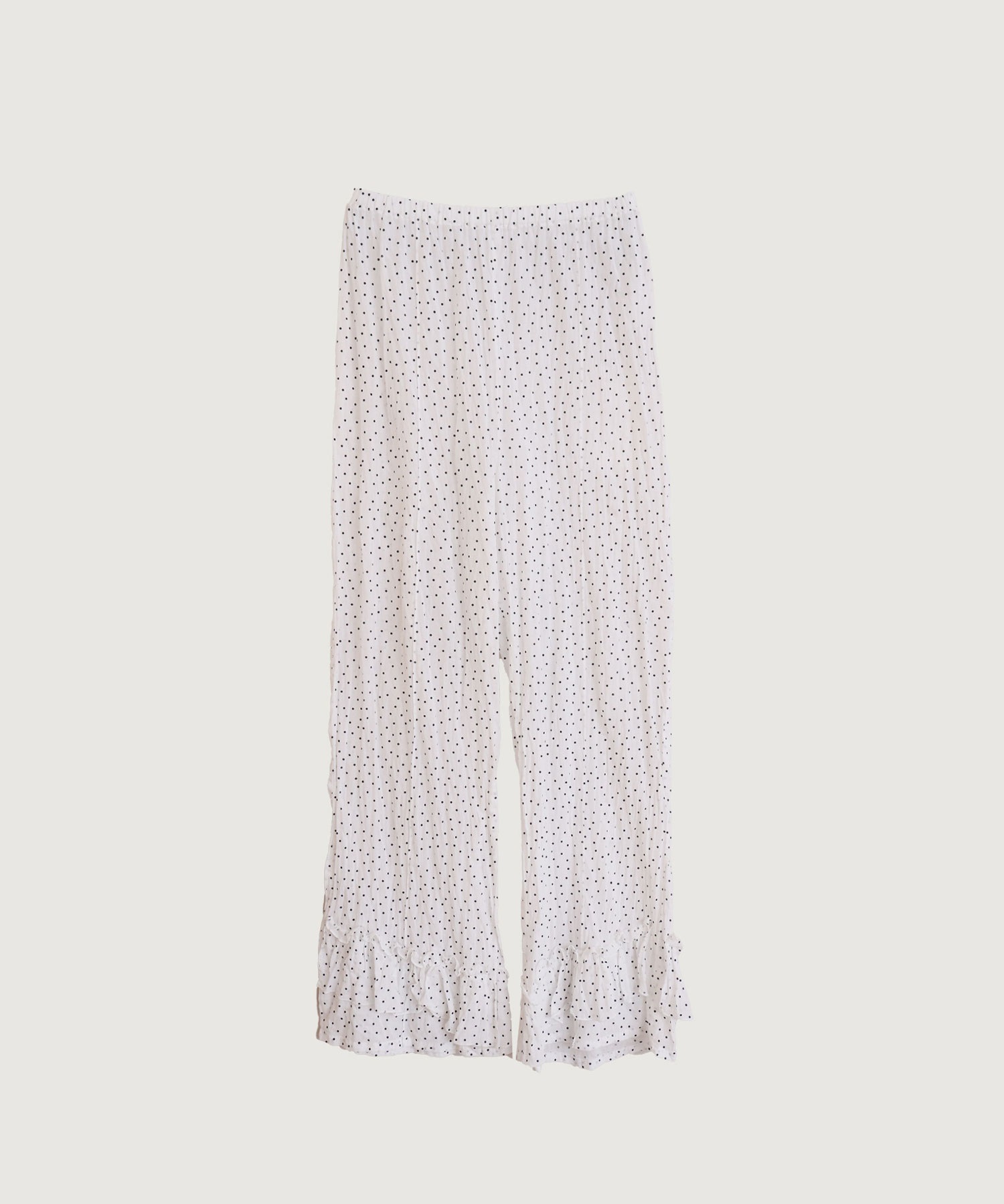 【予約販売】コットンジョーゼットドット フリルギャザー パンツ(シロ-F)
