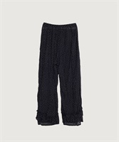 コットンジョーゼットドット フリルギャザー パンツ(クロ-F)