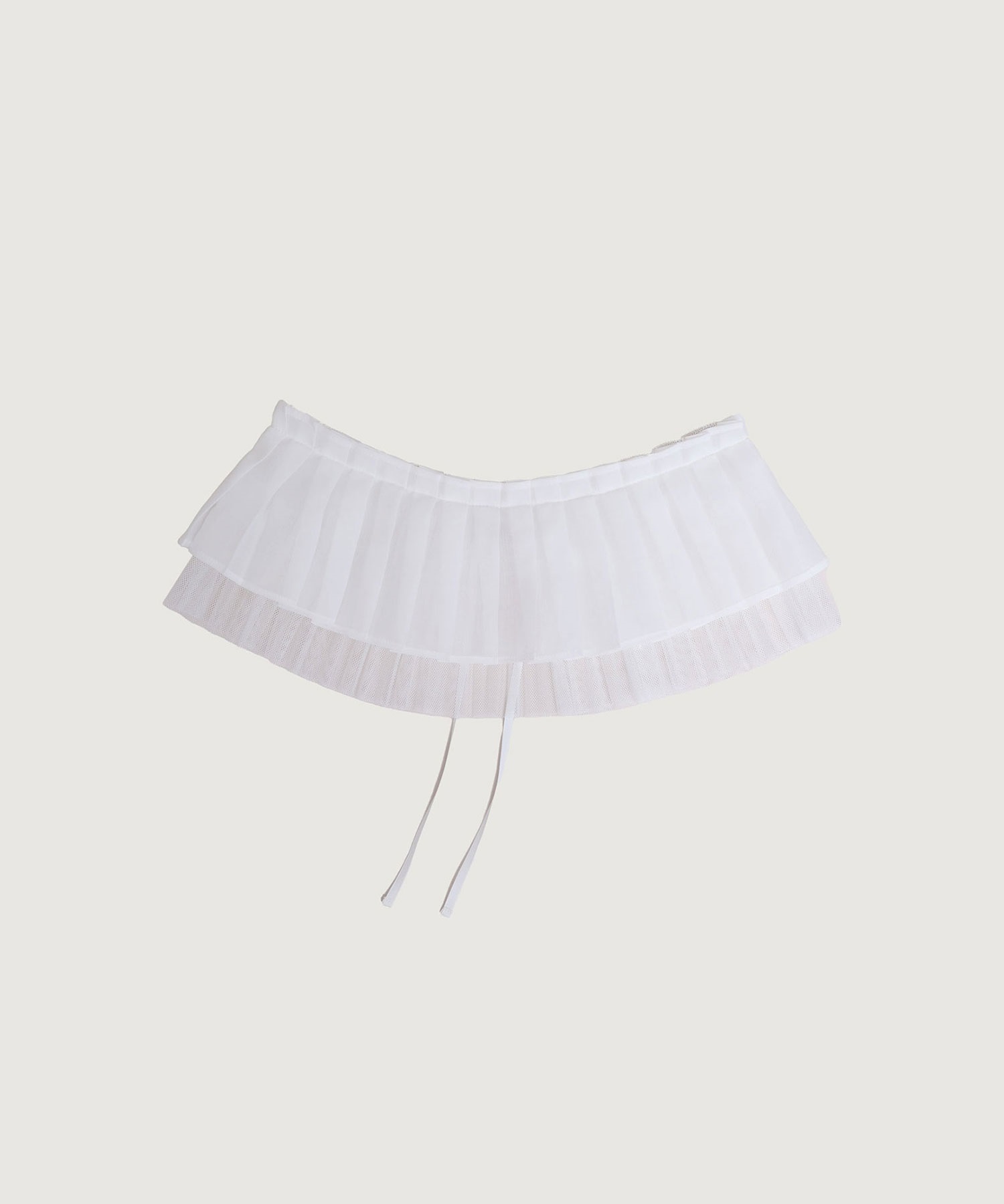 メッシュチュール プリーツラップ スカート(シロ-F)