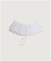 メッシュチュール プリーツラップ スカート(シロ-F)