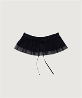 メッシュチュール プリーツラップ スカート(クロ-F)