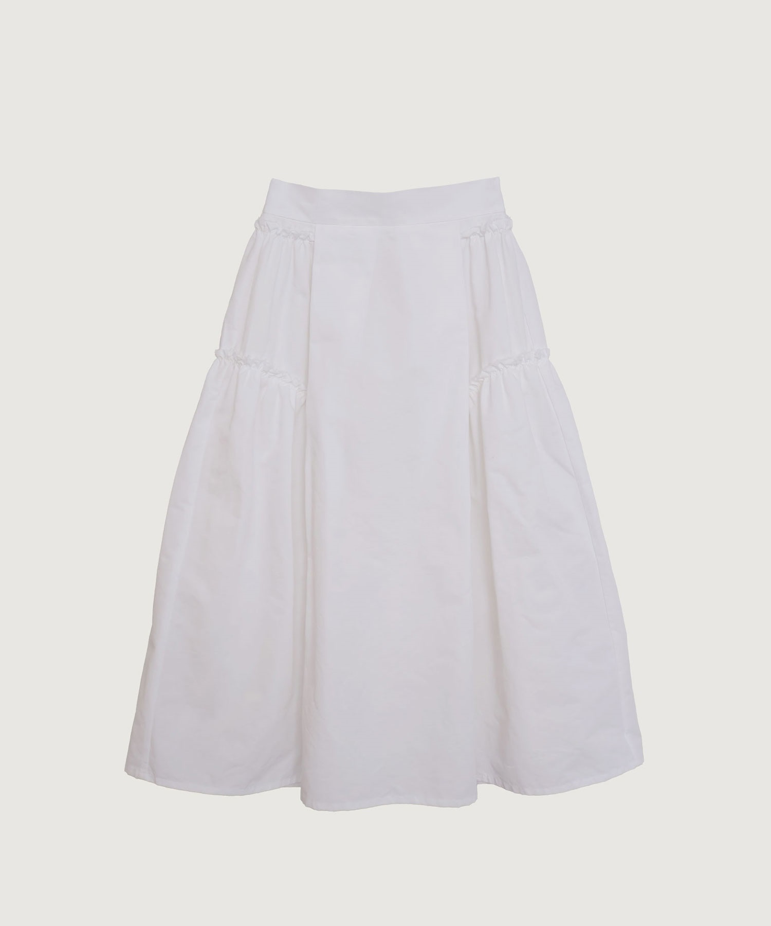コットングログラン タックギャザー スカート(シロ-F)