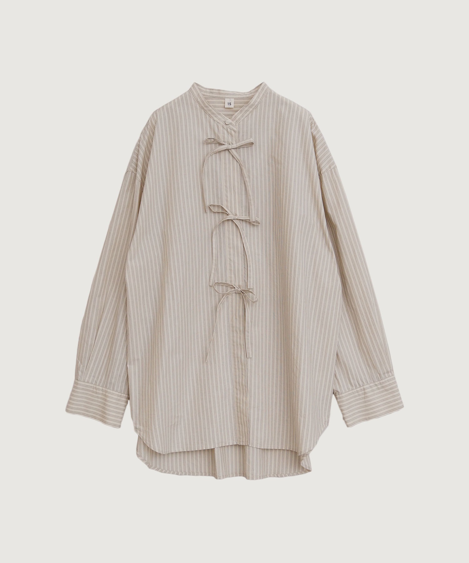 ribbon long shirt(ベージュストライプ-F)