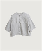 【予約販売】daily LINEN sailor blouse(グリーン-F)
