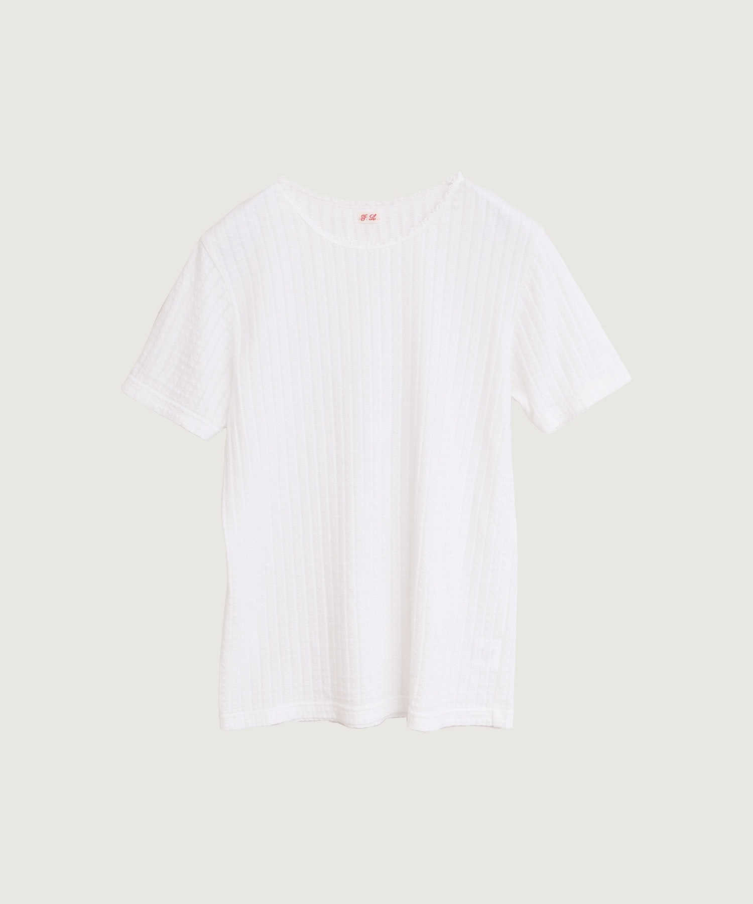 【予約販売】eyelet tereko short sleeve(シロ-F)