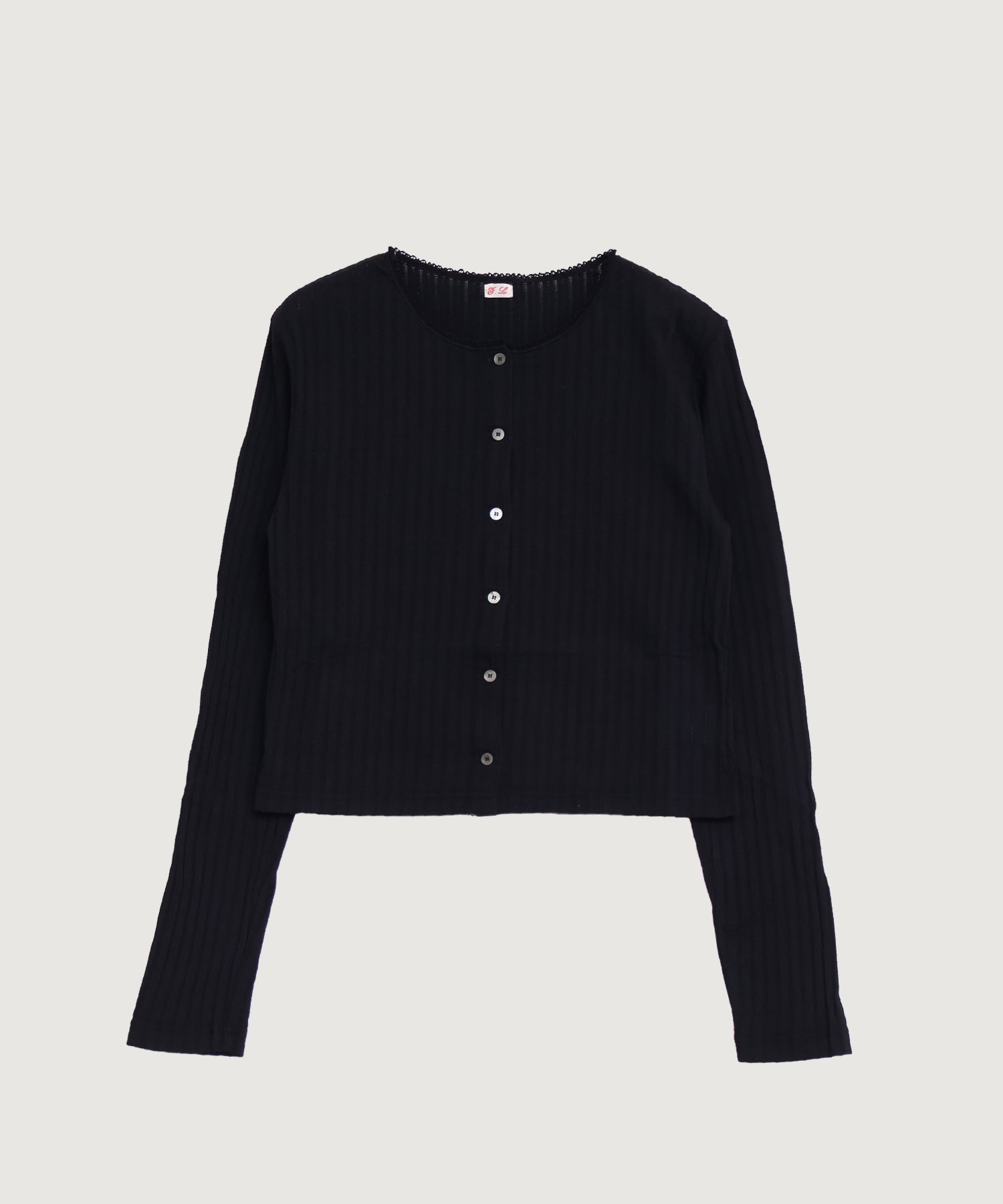 eyelet tereko cardigan(ブラック-F)