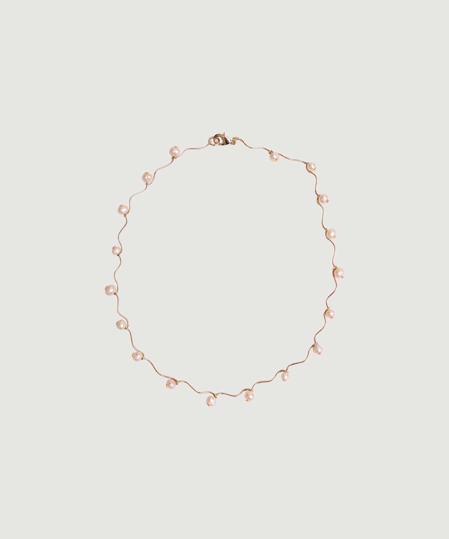 【予約販売】くねくね淡水パールネックレス(ゴールド-F)