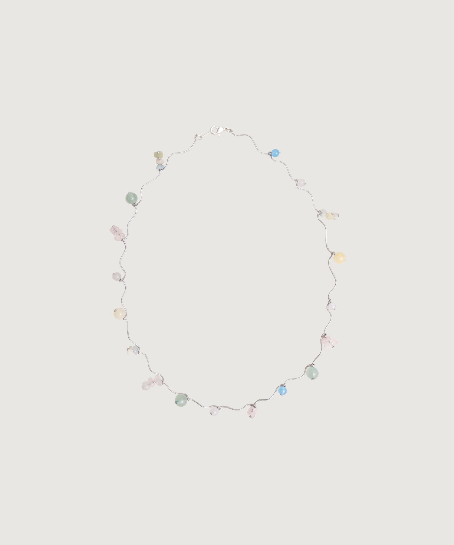 【予約販売】くねくねカラフル石のネックレス(シルバー-F)