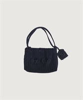 【予約販売】handcraft　かぎ針編みのようなミニバッグ(クロ-F)