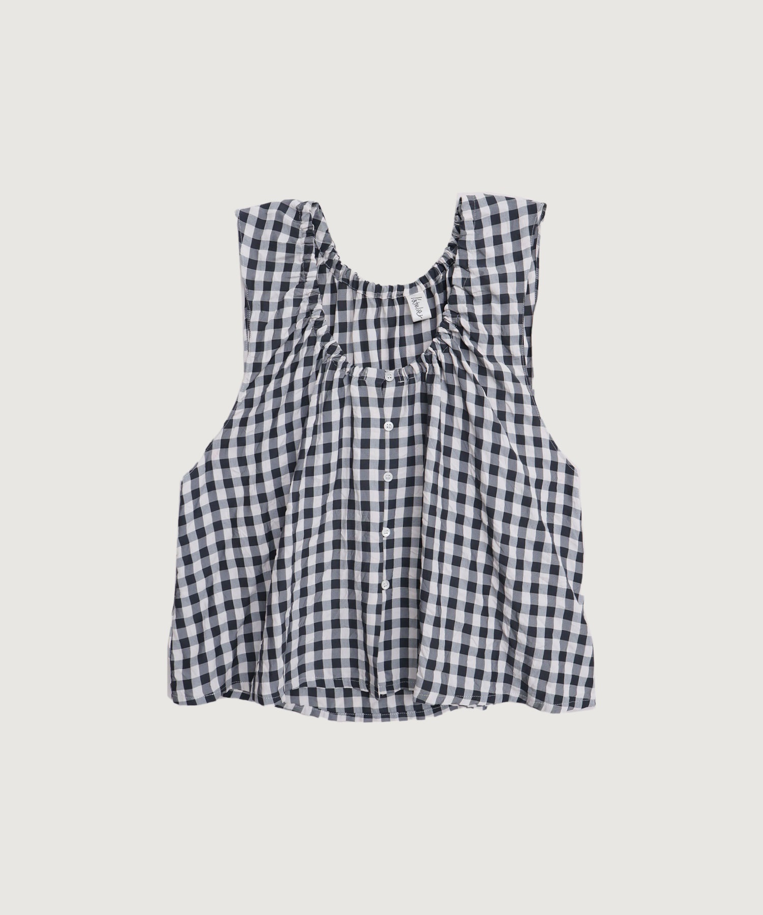 アセテートギンガム　ひらひらブラウス