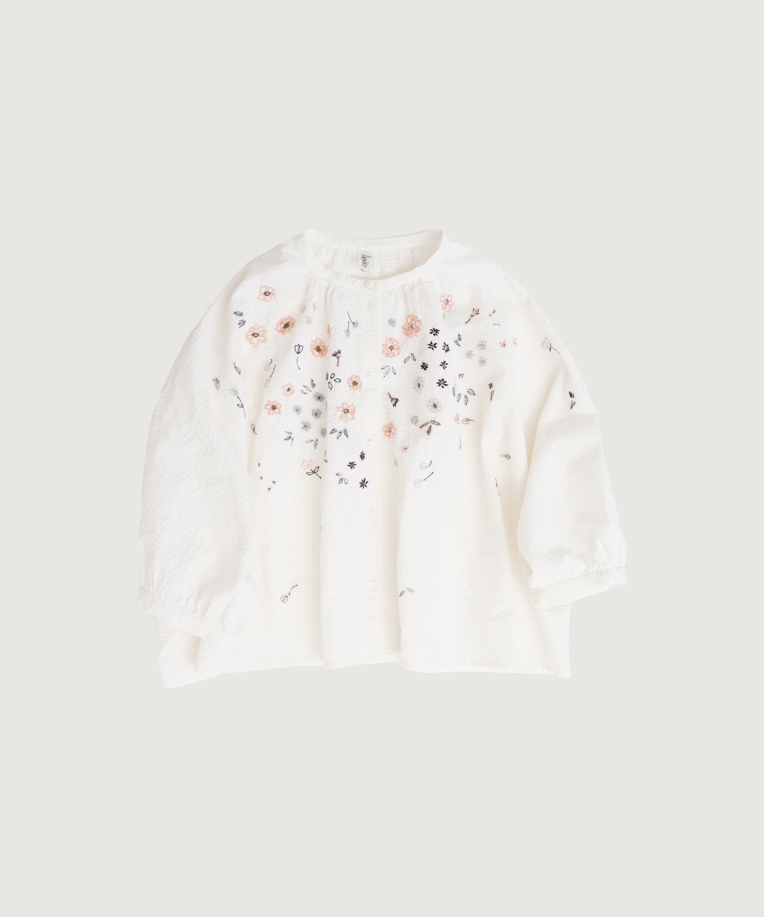 【予約販売】お花スケッチ ファー刺繍ブラウス(キナリ-F)
