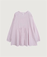 バスクシャツみたいなピンタックブラウス(アカ×シロボーダー-F)