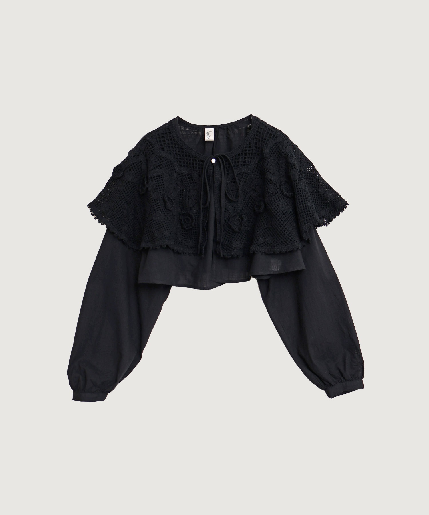 【予約販売】handcraft　かぎ針とお花のボレロ襟ブラウス