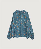 【予約販売】ちぎり絵のチューリッププリントブラウス(グリーン-F)