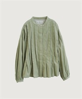 【予約販売】21W シャツコールタックブラウス(カーキ-F)