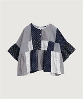 little garden パッチワークブラウス(クロ-F)