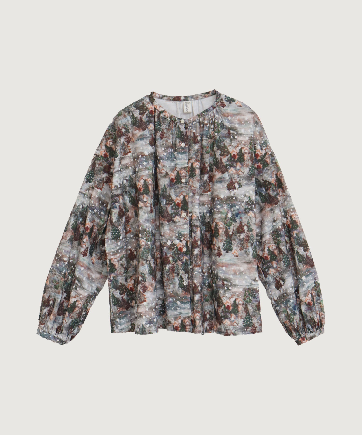 星くずと冬の街 シャツコールプリントブラウス