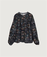 【予約販売】星くずと冬の街 シャツコールプリントブラウス(コン-F)