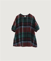 高島ちぢみbig check ふんわりブラウス(グリーン-F)