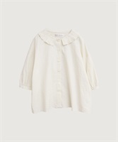 襟プリーツ綿麻ブラウス(キナリ-F)