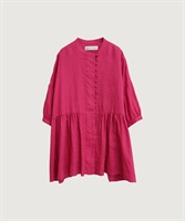 【予約販売】麻のころころボタンブラウス(ピンク-F)