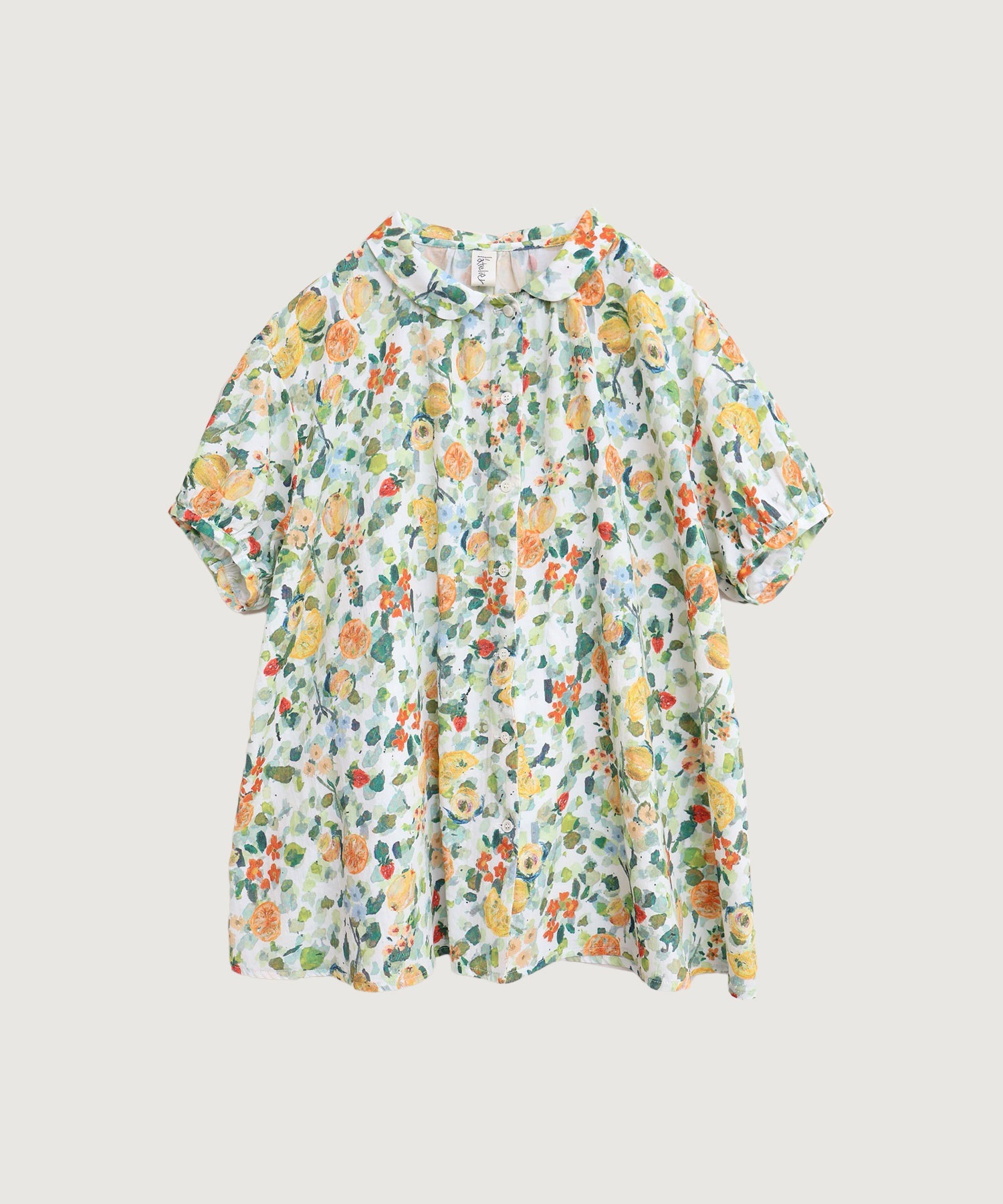 【予約販売】夏のフルーツプリント　丸襟ブラウス