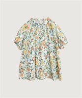 【予約販売】夏のフルーツプリント　丸襟ブラウス(シロ-F)