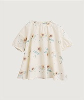【予約販売】クロスステッチ　ひまわり刺繍ブラウス(キナリ-F)