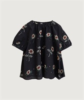 【予約販売】クロスステッチ　ひまわり刺繍ブラウス(クロ-F)