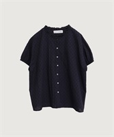 【予約販売】カットワークレース　いろいろボタンブラウス(コン-F)