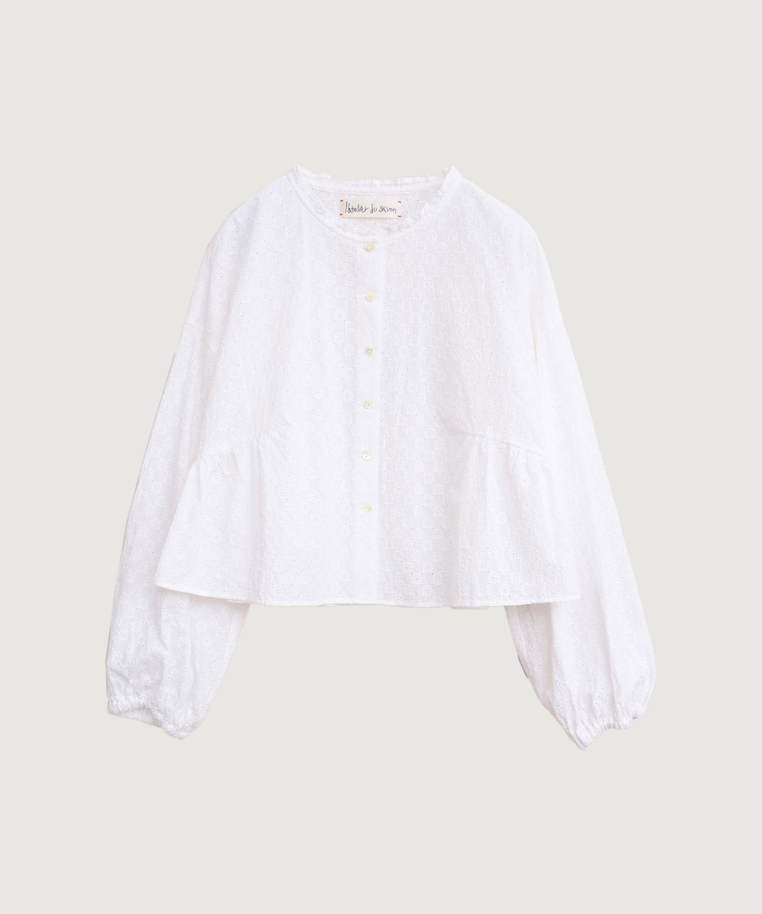 【予約販売】カットワークレース　色々ボタンはおりブラウス