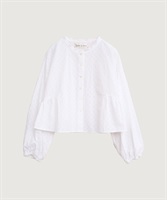 【予約販売】カットワークレース　色々ボタンはおりブラウス(シロ-F)