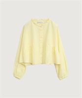 【予約販売】カットワークレース　色々ボタンはおりブラウス(イエロー-F)