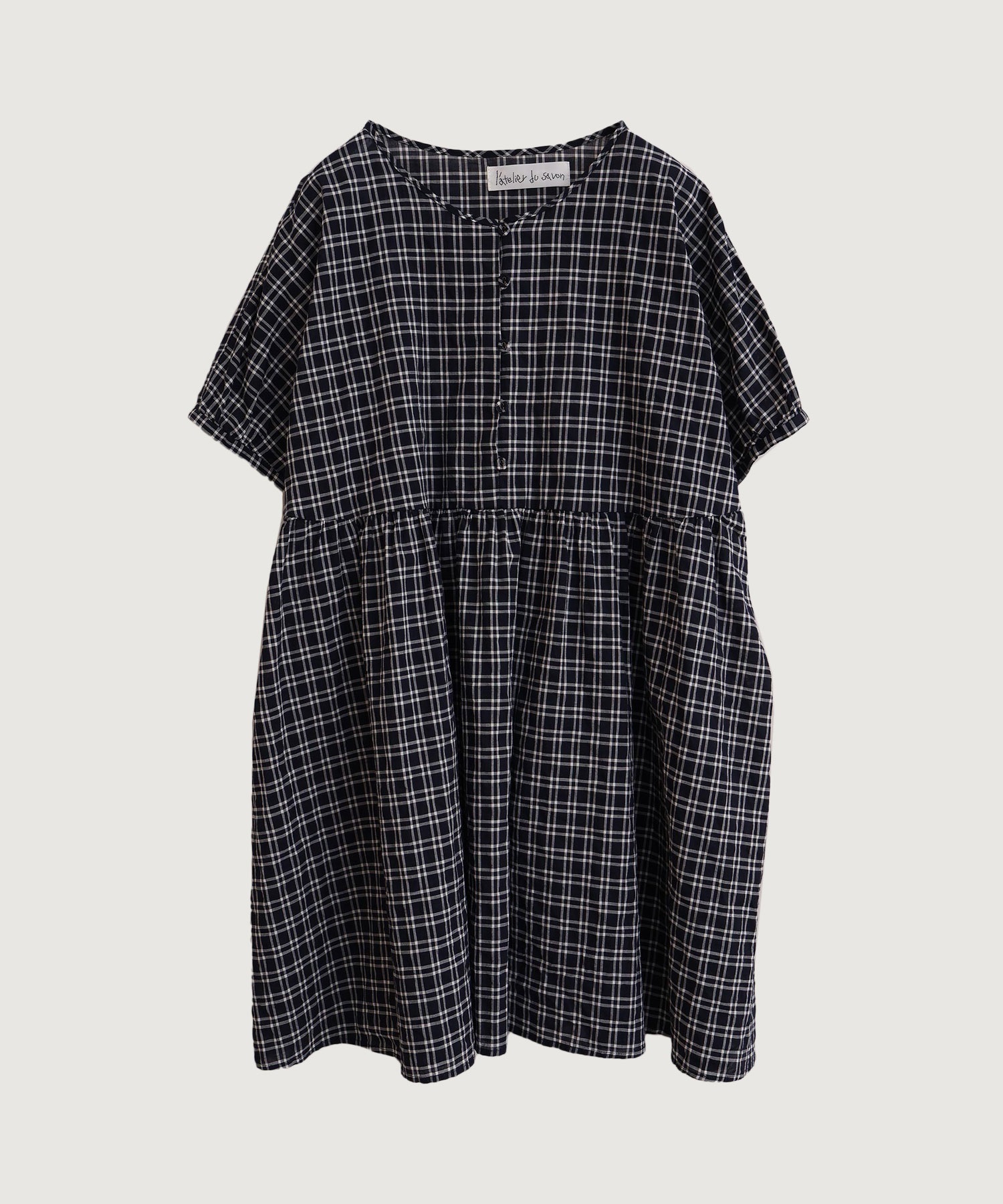 【予約販売】シャ－リングチェック/ストライプ　フレンチブラウス