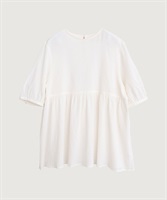 やわらかい楊柳のチュニックブラウス(シロ-F)