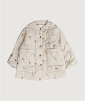 【予約販売】お花のクロスステッチ キルト刺繍コート(キナリ-F)