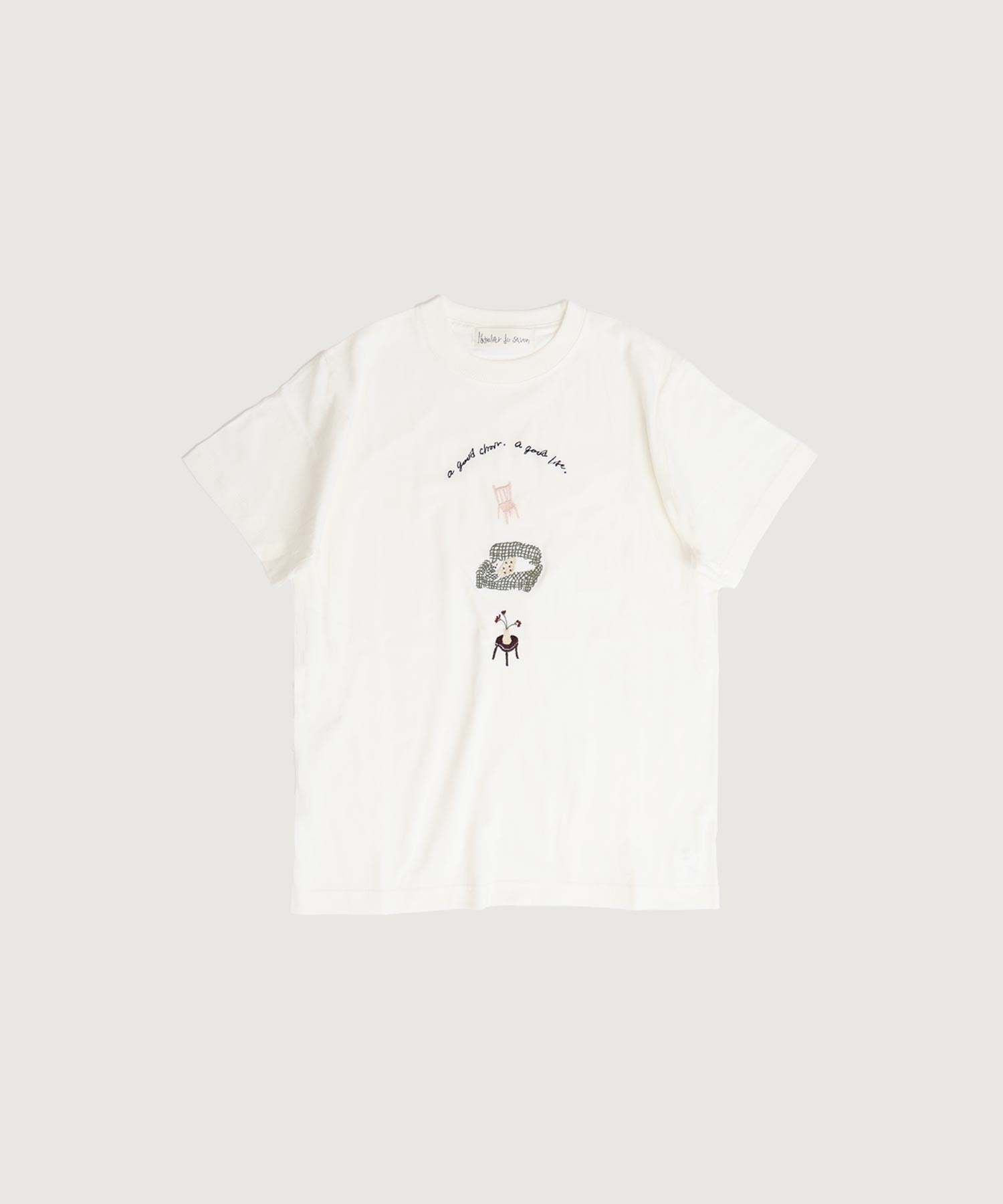 イス生活　刺繍Tシャツ(シロ-F)