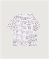 ならんだチューリップ　プリント半袖Tシャツ(シロ-F)